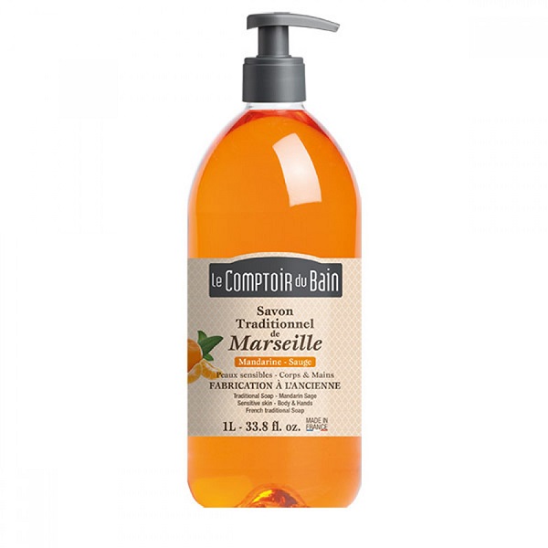 Sapun traditional de Marsilia cu parfum de Mandarine si Salvie, 1000 ml, Le Comptoir du Bain