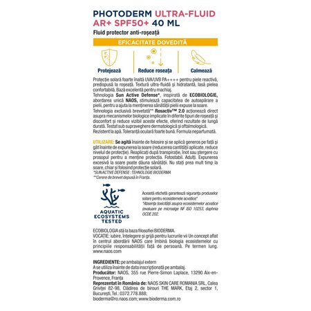 Fluid cu protective solara SPF50+ Photoderm Ultra AR+, 40 ml, Bioderma 723023