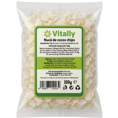 Nuca de cocos chips, 100 g, Vitally 723574
