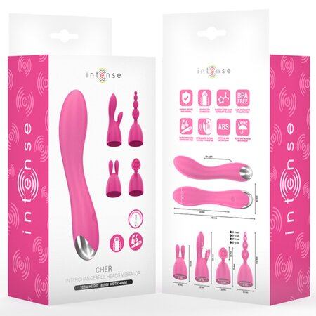 Vibrator roz cu capete interschimbabile Cher, 1 bucata, Intense 723705