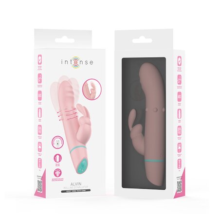 Vibrator rabbit cu rotatii si oscilatii Baby Pink Alvin, 1 bucata, Intense 723714