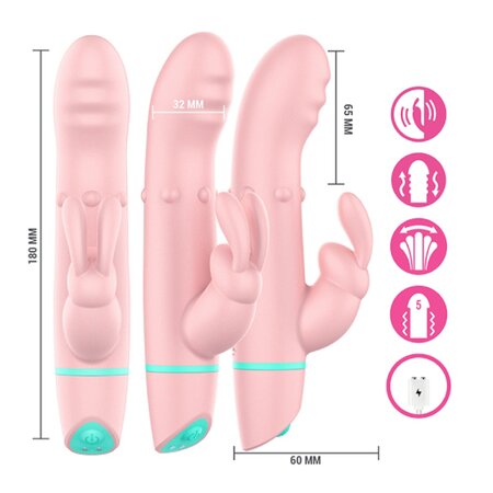Vibrator rabbit cu rotatii si oscilatii Baby Pink Alvin, 1 bucata, Intense 723713