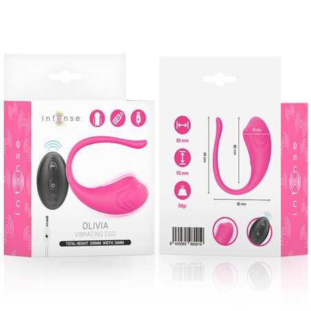 Vibrator roz tip ou cu telecomanda Olivia, 1 bucata, Intense 723719