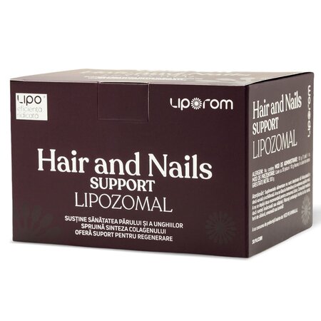 Vitamine si minerale pentru par si unghii Hair and Nails Support Lipozomal, 30 plicuri x 10 g, Liporom 724002