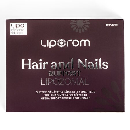 Vitamine si minerale pentru par si unghii Hair and Nails Support Lipozomal, 30 plicuri x 10 g, Liporom 724004