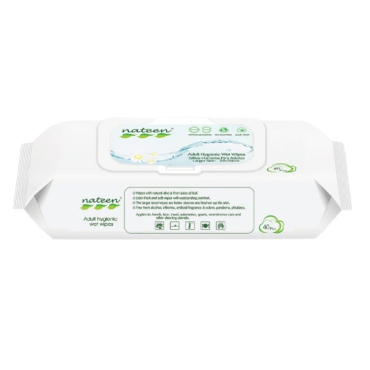 Servetele umede cu capac pentru incontinenta Premium Line, 40 bucati, Nateen