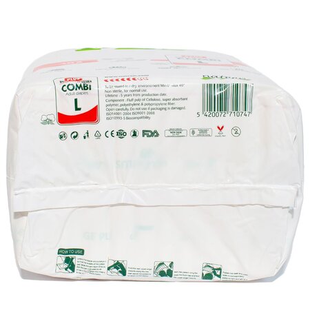 Scutece pentru adulti Combi Plus Line, Marimea L, 10 bucati, Nateen 724240