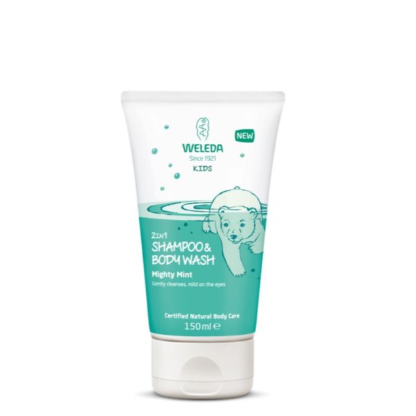 Gel de dus si sampon Kids 2in1 cu menta, 150 ml, Weleda