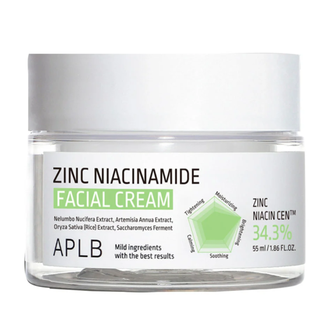 Crema de fata pentru echilibrarea excesului de sebum cu Zinc si Niacinamide, 55 ml, Aplb