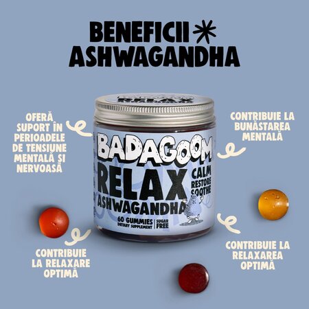 Jeleuri gumate Relax Ashwagandha, 60 bucati, Badagoom 724449