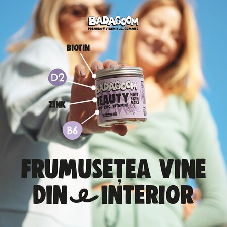 Jeleuri gumate cu biotina, zinc si vitamine pentru par, piele si unghii Beauty, 60 bucati, Badagoom 724459