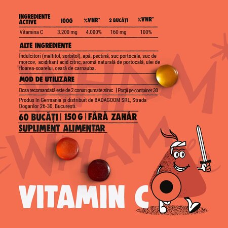 Jeleuri gumate cu vitamina C, 60 bucati, Badagoom 724486