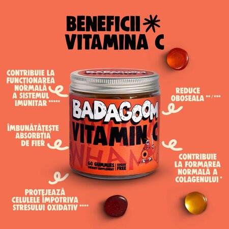 Jeleuri gumate cu vitamina C, 60 bucati, Badagoom 724487