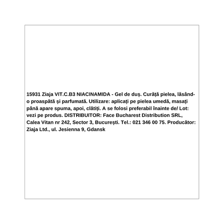 Gel de dus Vitamin C.B3 Niacinamide, 400 ml, Ziaja 724870