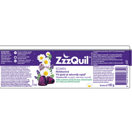 Melatonina Somn, 60 jeleuri, ZzzQuil 724906