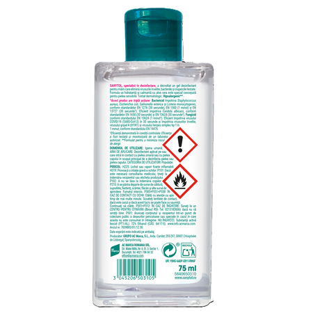 Gel dezinfectant pentru maini cu aloe vera, 75 ml, Sanytol 725184