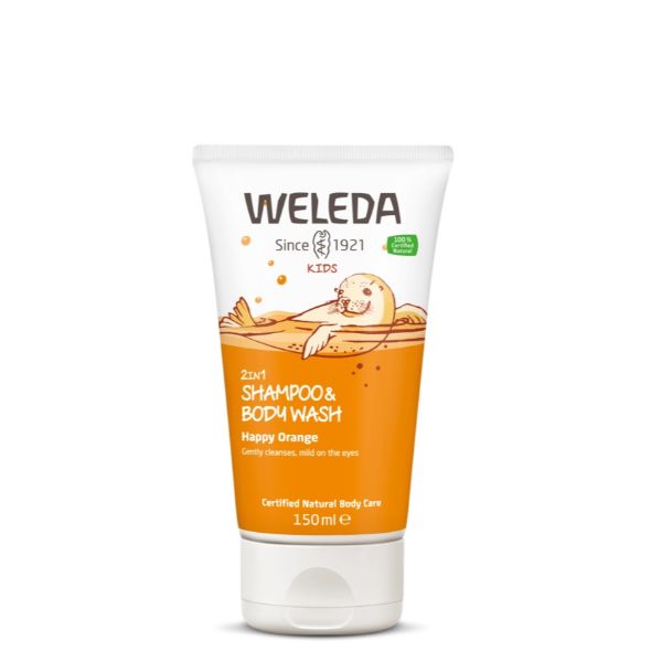 Gel de dus si sampon 2 in 1 pentru copii, portocala, 150 ml, Weleda