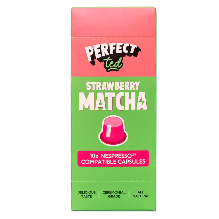 Capsule matcha ceremoniala cu aroma de capsuni, 10 capsule x 1.5 g, Perfect Ted