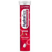 Electroliti cu aroma de capsuni Hydra Hydrafizz, 16 comprimate efervescente, Upsa