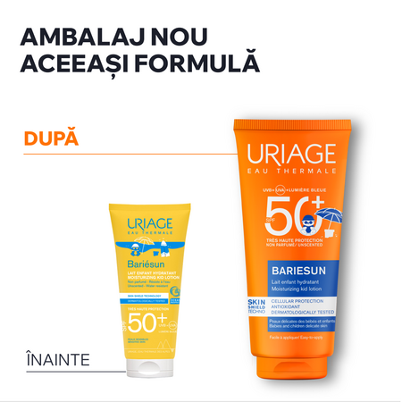 Lapte de fata pentru copii cu protectie solara SPF 50+ Bariesun, 100 ml, Uriage 725546