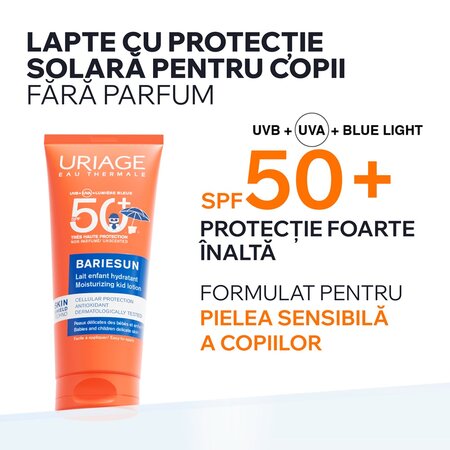 Lapte de fata pentru copii cu protectie solara SPF 50+ Bariesun, 100 ml, Uriage 725551