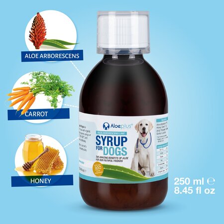 Sirop cu aloe, morcovi si miere pentru caini, 250 ml, Aloeplus 725922