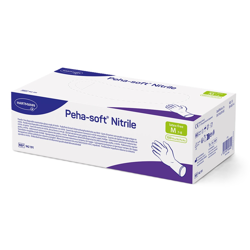 Manusi nepudrate din nitril Peha-Soft, Masura M, 100 bucati, Hartmann