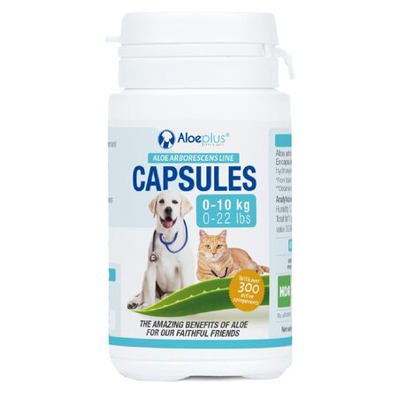 Supliment cu aloe pentru sanatatea genenerala a pisicilor si cainilor, 60 capsule, Aloeplus 726030