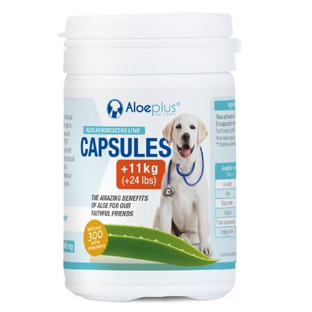 Supliment cu aloe pentru sanatatea genenerala a cainilor, 60 capsule, Aloeplus 726036