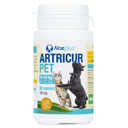 Supliment pentru articulatii si mobilitate pentru caini si pisici Artricur, 200 mg, 60 capsule, Aloeplus 726079