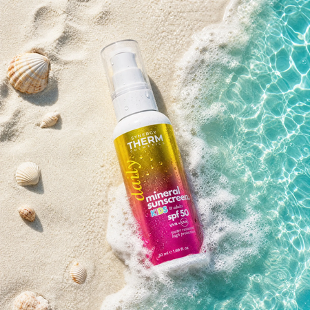 Lotiune cu protectie solara minerala SPF50 pentru copii si adulti, 50 ml, Synergy Therm 726134
