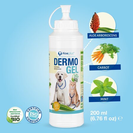 Gel calmant cu efect racoritor pentru caini si pisici Dermo, 200 ml, Aloeplus 726232