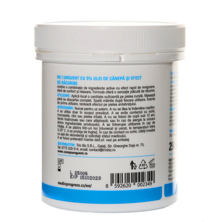Unguent cu efect de racorire cu 5% ulei de canepa, 250 ml, Health Culture 726948