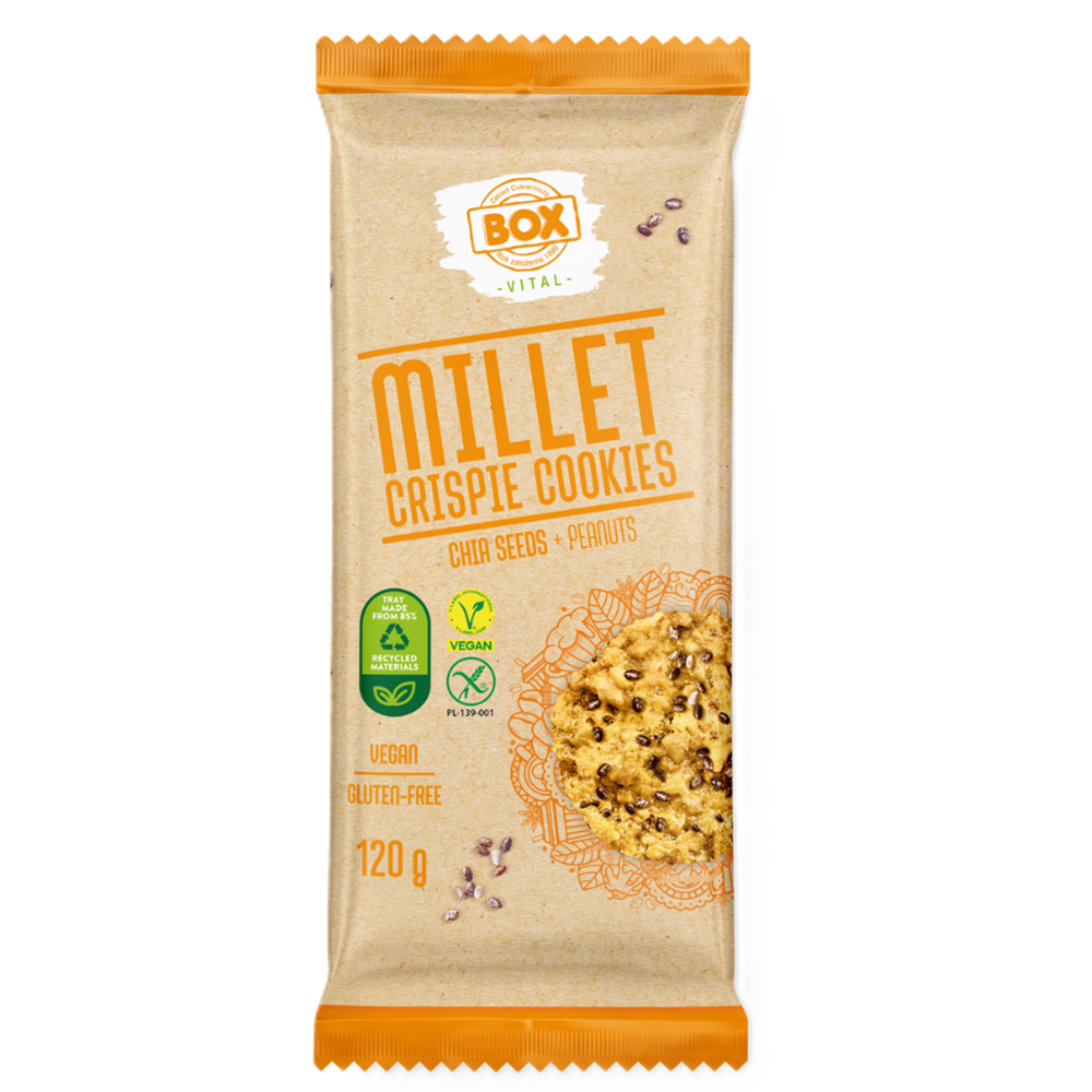Biscuiti din mei cu alune si chia, 120 g, Box Vital