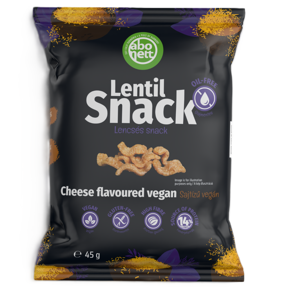 Chipsuri din linte cu aroma de cascaval Lentil Snack, 45 g, Abonett