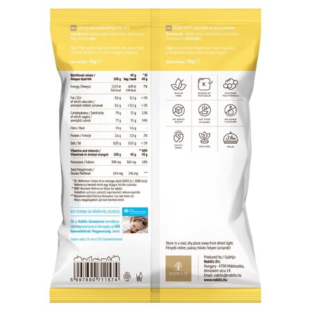 Chipsuri crocante din mere golden, 40 g, Nobilis 727105