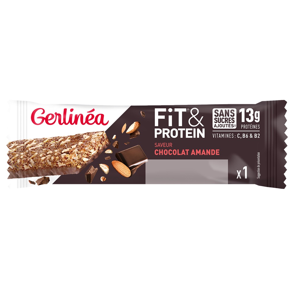 Baton proteic cu ciocolata si migdale Fit & Protein, 45 g, Gerlinea