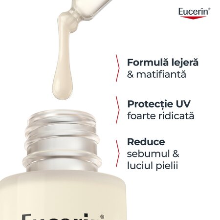 Ser cu efect matifiant si SPF 50+ Oil Control Ultra Light UV, 30 ml, Eucerin 727290