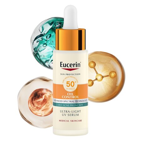 Ser cu efect matifiant si SPF 50+ Oil Control Ultra Light UV, 30 ml, Eucerin 727287