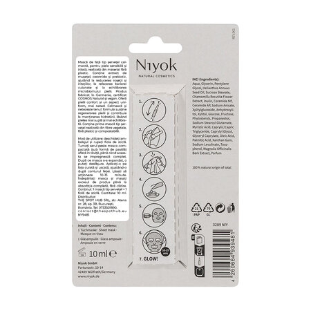 Masca de fata tip servetel Calm&Smooth, 10 ml, Niyok 728022