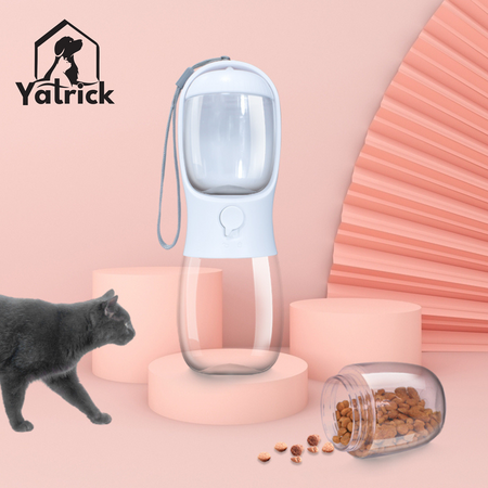 Sticla portabila 2-in-1 pentru caini si pisici alba, 330 ml, Yatrick 728139