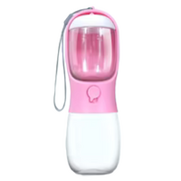 Sticla portabila 2-in-1 pentru caini si pisici roz, 330 ml, Yatrick