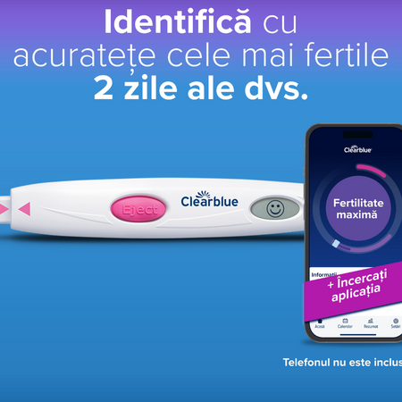 Test de ovulatie digital, 1 dispozitiv si 10 benzi de testare, Clearblue 728219