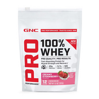 Pudra proteica din zer cu aroma de capsuni Pro Performance, 372 g, GNC
