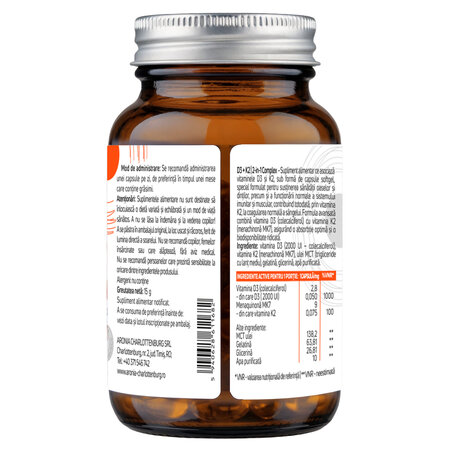 Vitamina D3 + Vitamina K2 2 in 1 Complex, 60 capsule moi, Aronia Charlottenburg 728438