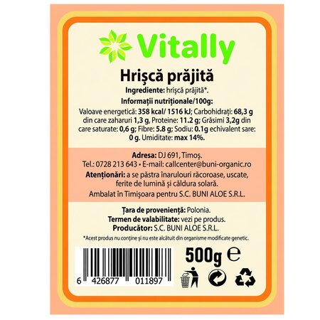 Hrisca prajita, 500 g, Vitally 728523