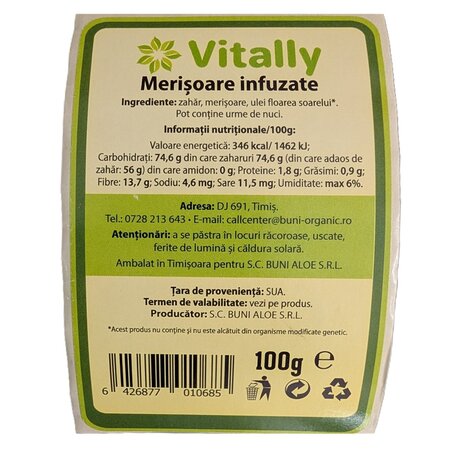 Merisoare infuzate, 100 g, Vitally 728592