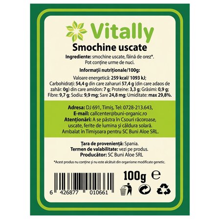 Smochine uscate, 100 g, Vitally 728576