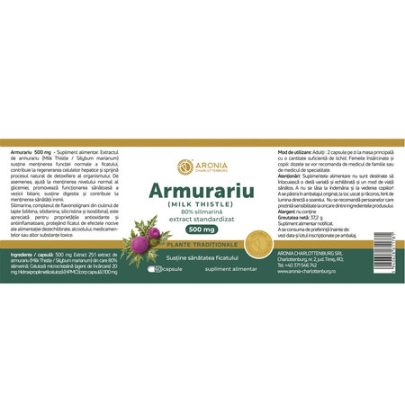 Armurariu Milk Thistle, 500 mg, 60 capsule, Aronia Charlottenburg 728695