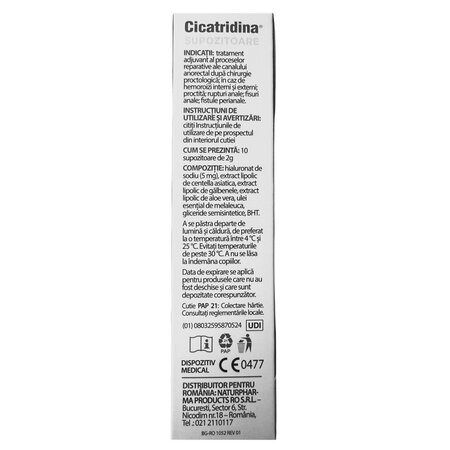 Cicatridina supozitoare 10 bucati x 2 g + Cicatridina unguent rectal plus 30 g, Naturpharma 729100